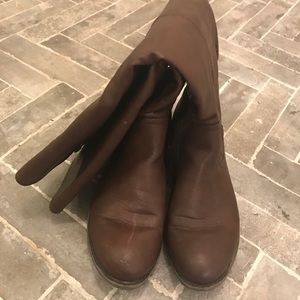 Chocolate brown wide calf knee high boot